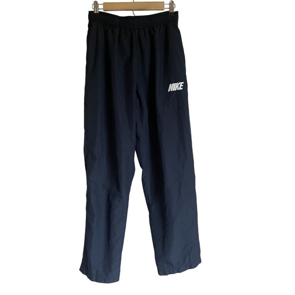 Nike Size Medium Navy Blue Nylon Pants Athletic Ankle Zip Straight Leg - Picture 1 of 7